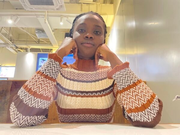 Dress – Geometric Striped Turtleneck Knit Long Dress