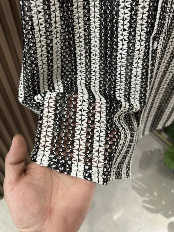 IMG_6269 Shirt – Black & White Striped Retro Minimalist Shirt