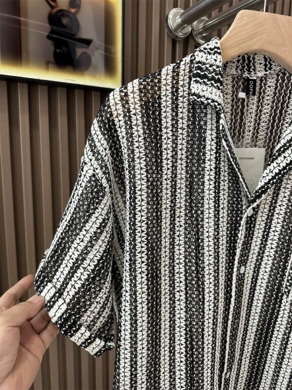 IMG_6270 Shirt – Black & White Striped Retro Minimalist Shirt