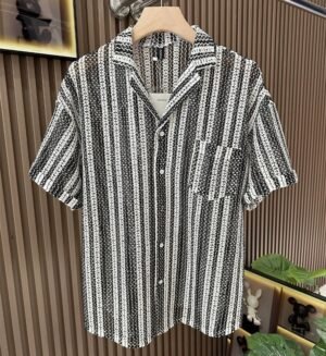 IMG_6272 Shirt – Black & White Striped Retro Minimalist Shirt