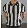 Polo – Breathable Vertical Stripe Polo Black & White