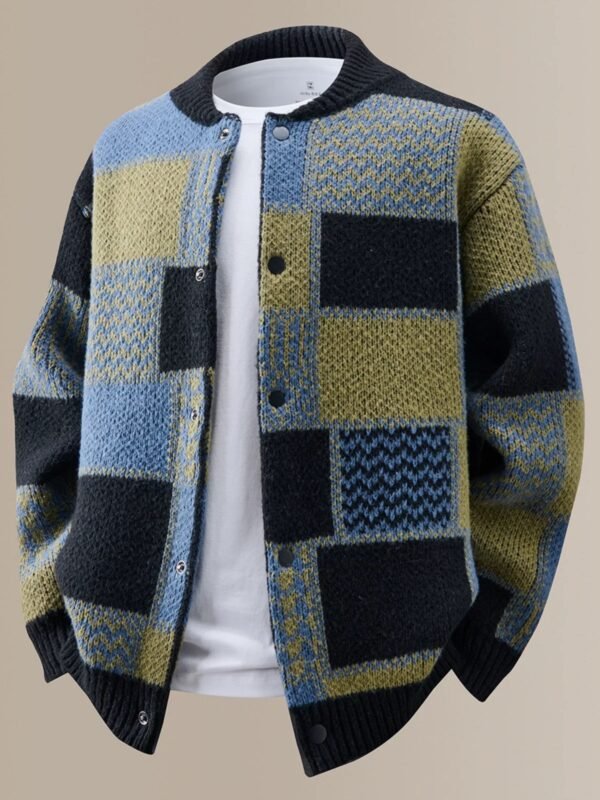 Cardigan – Patchwork Knitted Unisex – Winter Elegance