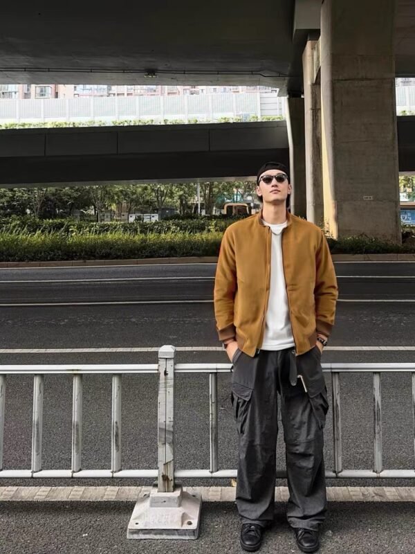 Jacket – Camel Suede Bomber – Casual Elegance