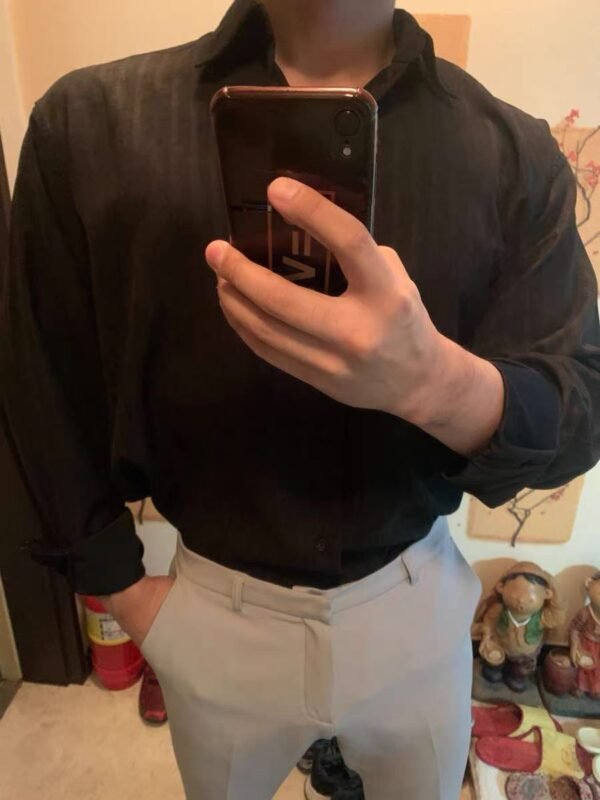 Shirt – Striped Elegance Café Mocha