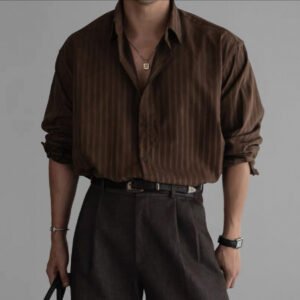 IMG_6445 Shirt – Striped Elegance Café Mocha