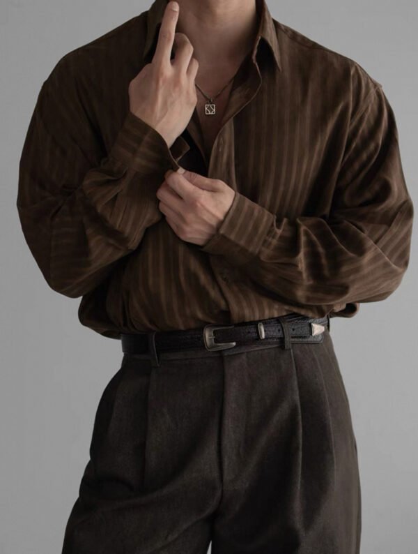 Shirt – Striped Elegance Café Mocha