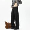 Pants Fluid – Integrated Belt Grey Wide Leg