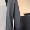 Pants Fluid – Integrated Belt Grey Wide Leg