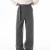 Pants Fluid – Integrated Belt Grey Wide Leg