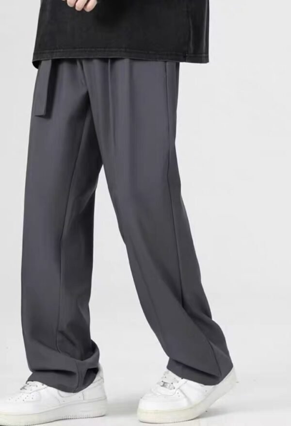 Pants Fluid – Integrated Belt Grey Wide Leg