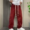Pants Relax – Red Textured Oversized Streetwear