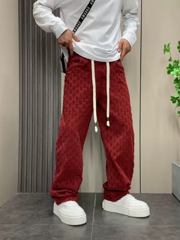 Pants Relax – Red Textured Oversized Streetwear