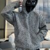 Hoodie Black & White Woven – Textured Streetwear Essential