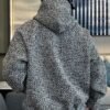 Hoodie Black & White Woven – Textured Streetwear Essential