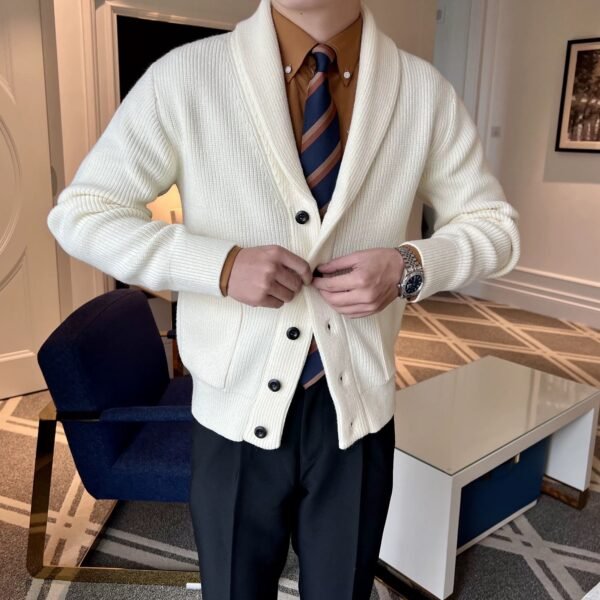 Cardigan – Gentleman Knit Elegant Wool-Blend Cardigan