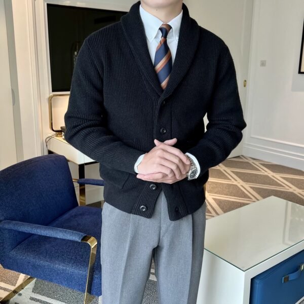Cardigan – Gentleman Knit Elegant Wool-Blend Cardigan