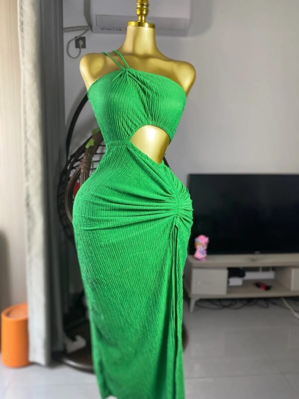 Bodycon Asymmetric Terracotta Dress – Draped Effect & Sexy Cut